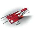 Miniatyrbild 1 av 6: Victorinox fickkniv Swiss Card Lite (13 funktioner, LED-ljus, förstoringsglas, sax, stift) röd transparent
