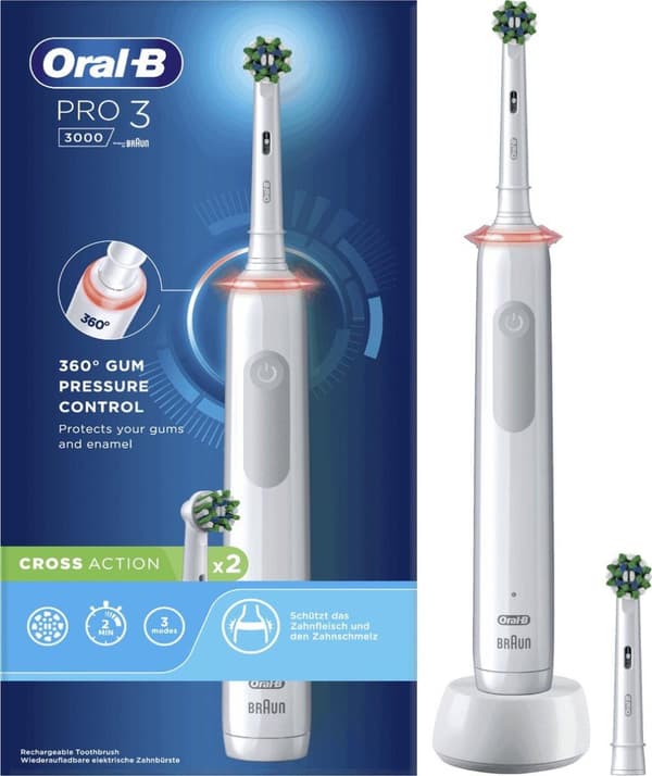 Oral-B Pro 3 3000 - El-tandbørste - Hvid