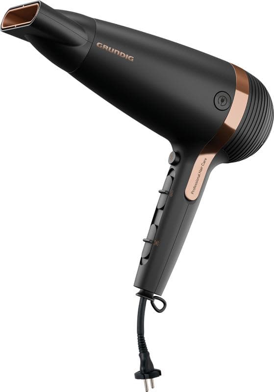 GRUNDIG HD7081 - Hårtork med indragbar sladd - 2100W - Jonisk funktion - Kallluftsknapp - 2 hastigheter - 3 temperaturer