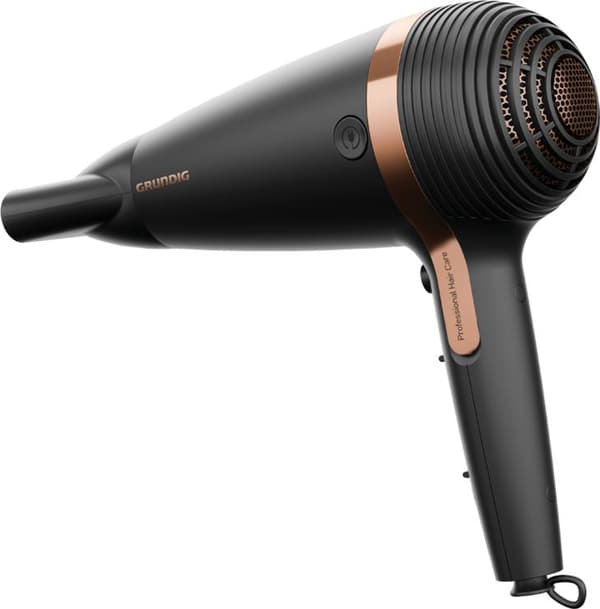 GRUNDIG HD7081 - Hårtork med indragbar sladd - 2100W - Jonisk funktion - Kallluftsknapp - 2 hastigheter - 3 temperaturer