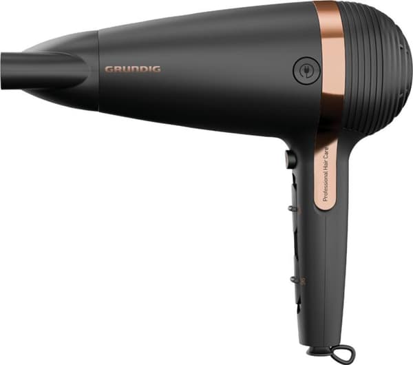 GRUNDIG HD7081 - Hårtørrer med trækbar ledning - 2100W - Ionisk funktion - Kold luft knap - 2 hastigheder - 3 temperaturer