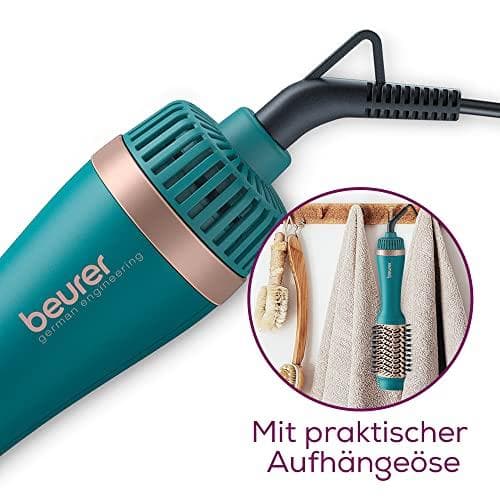 Beurer HC 45 Ocean varmluftsborste, hårtorkborste för mer volym, keramisk keratinbeläggning, 2 värme- och blåsinställningar, stylingborste med jonfunk