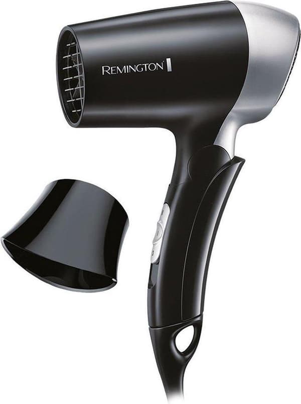 Remington sammenklappelig rejsehårtørrer D2400, verdensomspændende spænding 1400 watt - rejsehårtørrer Sort, Sølv
