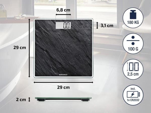 Soehnle Personvægt digital Style Sense Compact 300 - skiferlook - op til 180 kg