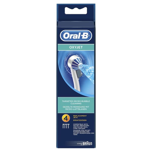 Braun Oral-B OxyJet 4 kappaleen pakkaus - kiinnityssarja suuhuuhtelulaitteeseen - valkoinen (ORAL-B ERSATZDÜS)