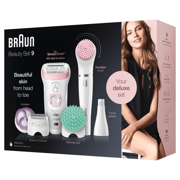 Braun Silk-épil Beauty Set 9 9-995 Deluxe - Epilator - Rakapparat - Exfoliering och rengöring