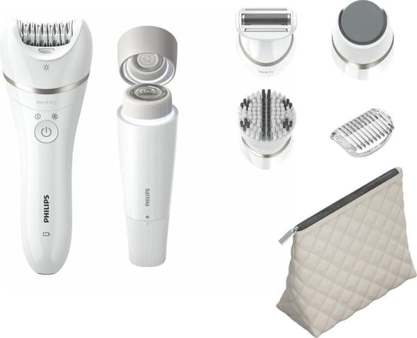 Philips epilator, våd/tør brug, genopladelig batteridrift, 32 pincetsystem, 2 hastighedsniveauer (BRE770/92)