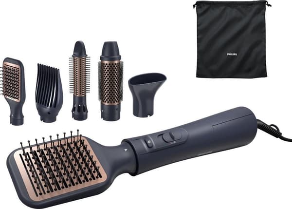 Philips hårstyler, 1.000 watt effekt, 2 blæserniveauer, 3 temperaturniveauer, ionfunktion, nedkøling (BHA530/00) Sort