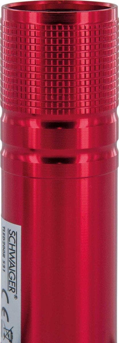 Schwaiger TLED200R 531. Lommelygtetype: Håndlommelygte, Farve på produkt: Rød, Materiale hus: Aluminium. Lampetype: COB LED, antal lampe(r): 1 lamper,