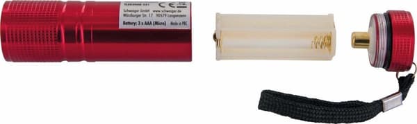 Schwaiger TLED200R 531. Lommelygtetype: Håndlommelygte, Farve på produkt: Rød, Materiale hus: Aluminium. Lampetype: COB LED, antal lampe(r): 1 lamper,
