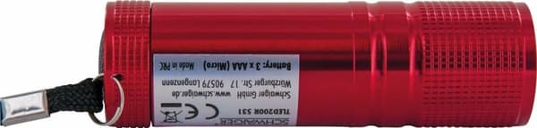 Schwaiger TLED200R 531. Lommelygtetype: Håndlommelygte, Farve på produkt: Rød, Materiale hus: Aluminium. Lampetype: COB LED, antal lampe(r): 1 lamper,