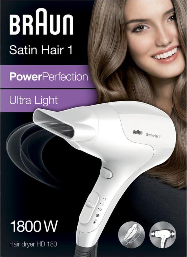 Braun HD 180 Power Perfection solo hårtork 1800W vit (BRHD180E)