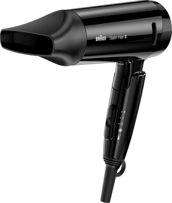 Braun Satin Hair 3 Style & Go BRHD350E hårtørrer - IONIC teknologi - Infrarødt varmesystem - Multi Voltage for op ris Sort