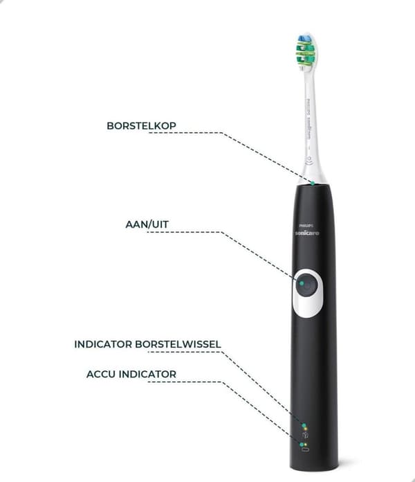 Philips Sonicare ProtectiveClean 4300 HX6800/63 elektrisk tandbørste Sonic tandbørste sort, hvid (HX6800/63)