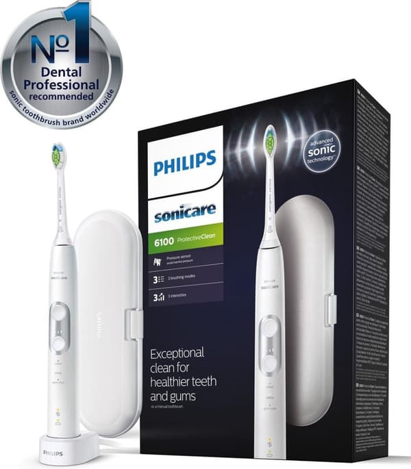 Philips elektrisk tandborste, ovalt borsthuvud, ljudvågsrengöringssystem, trycksensor, borsthuvud (HX6877/28)