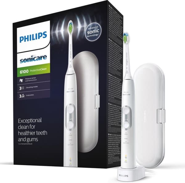 Philips elektrisk tandborste, ovalt borsthuvud, ljudvågsrengöringssystem, trycksensor, borsthuvud (HX6877/28)