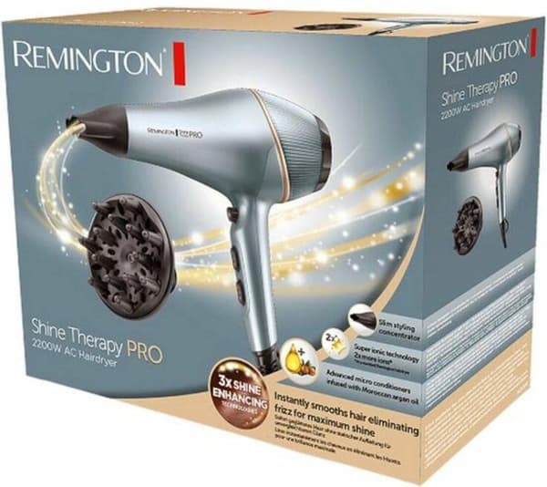Remington hårtørrer, 2.200 watt effekt, 3 varmeindstillinger, 2 blæserindstillinger, AC-motor, ionfunktion (45683560100)