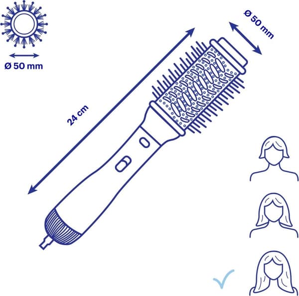 BaByliss Hydro Fushion roterende hårtørrerbørste AS773E - Roterende med 2 retninger - Dobbelt ionisk system - Ø 50 mm børste - 3 temperaturindstilling