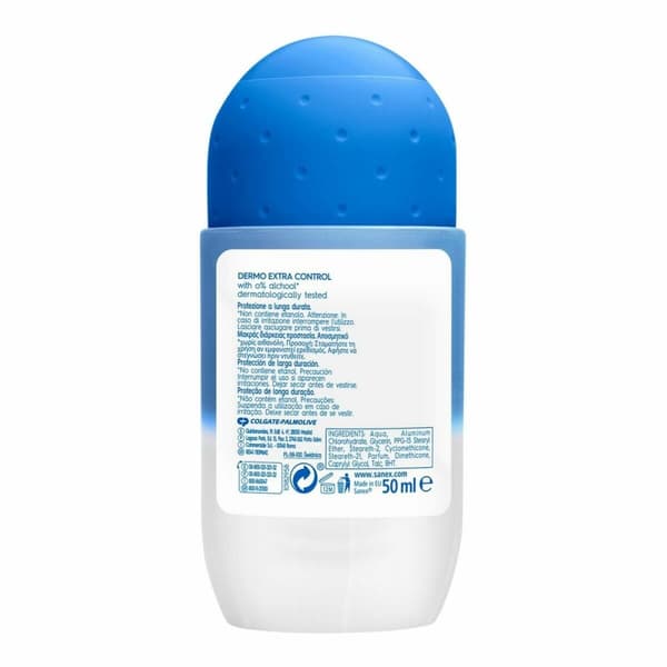 Sanex Dermo Control Roll-on Deodorant 50 ml - Effektiv och skonsam deodorant för kontroll av svett och lukt.