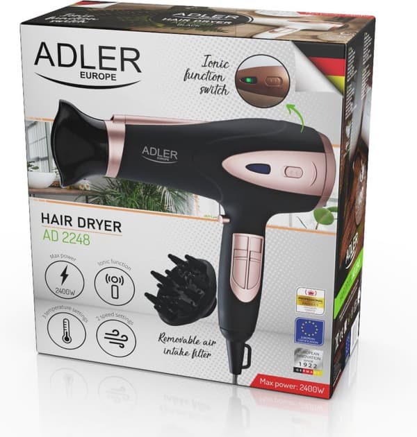 Adler Ad2248 - Jonhalt - hårtork - 2200 watt - svart