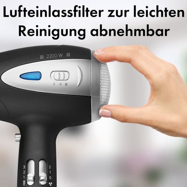 ProfiCare HTD 3113 - Hårmedicin med joniseringsfunktion och diffusor - Svart - 2200W