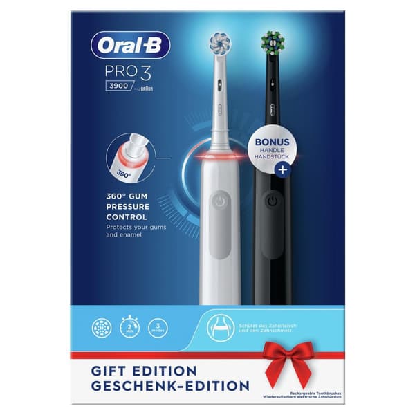 Oral-B Pro 3 3900 - Eltandborste - Duo Pack 2 Styck