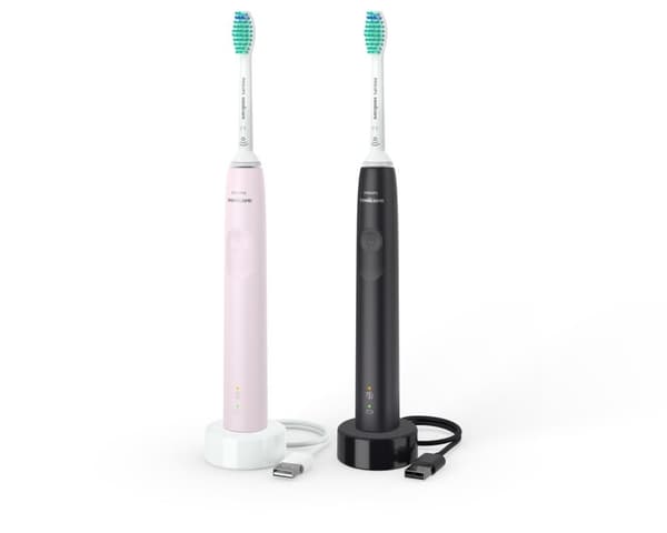 Philips Sonicare Series 3100 HX3675/15 - Elektrisk tandborste - Svart & Rosa - Duopack