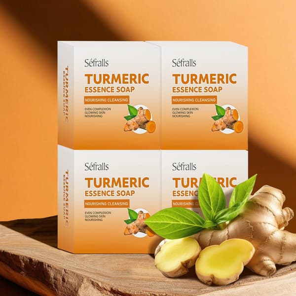 Kurkuma Handgjord Tvål, Naturliga Ingredienser, Kemikaliefri, Set med 4 Stycken