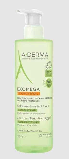 A-DERMA EXOMEGA CONTROL blødgørende 2-i-1 showergel 500 ml
