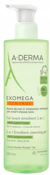 A-DERMA EXOMEGA CONTROL blødgørende 2-i-1 showergel 500 ml