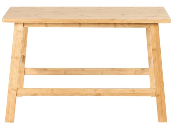 Bænk lys bambus 70 x 46 x 33 cm rektangulær plankebænk badeværelse gang minimalistisk stil