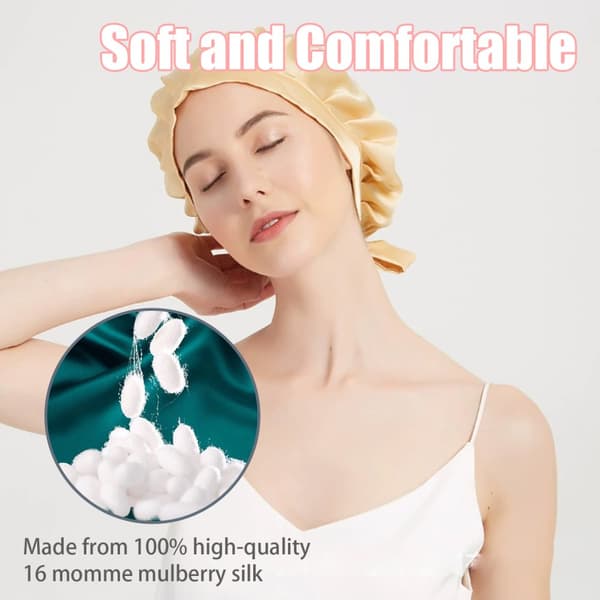 INF Justerbar Silke Sleep Cap til langt hår, 100% Mulberry Silke