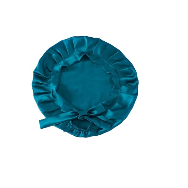 INF Justerbar Silke Sleep Cap til langt hår, 100% Mulberry Silke Blå