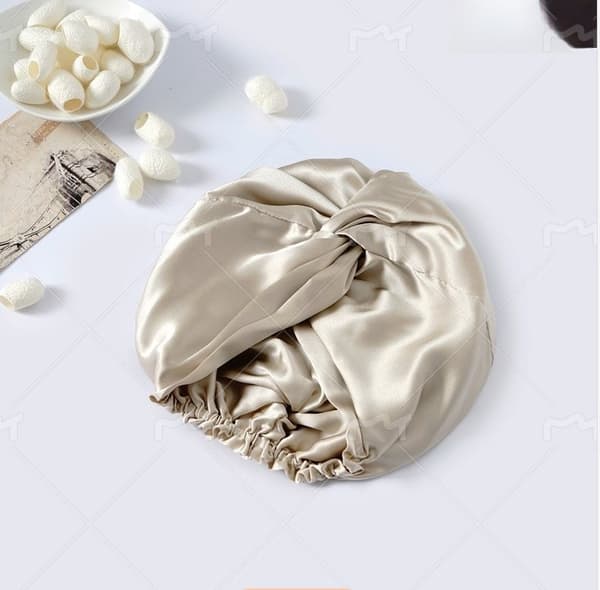 INF Sovmossa i 100 % mullbärssilke för kvinnor, dubbellagrad sovmossa i siden Beige