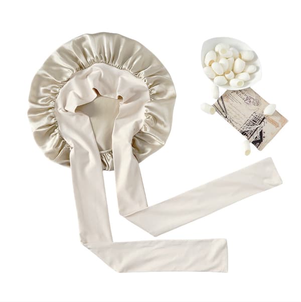 INF Sovehætte i 100 % Mulberry Silke til kvinder Beige