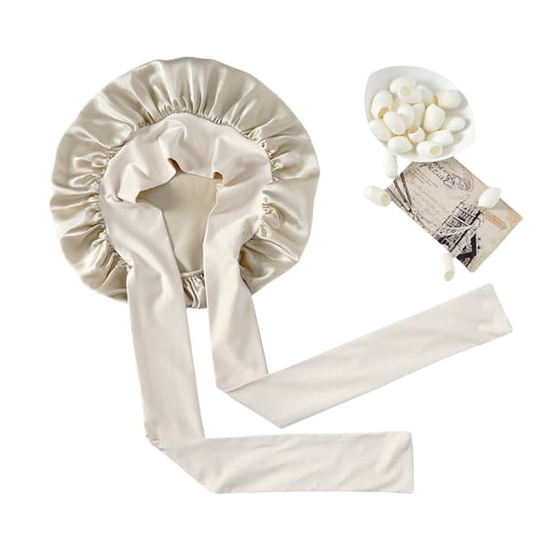 INF Sovehætte i 100 % Mulberry Silke til kvinder Beige