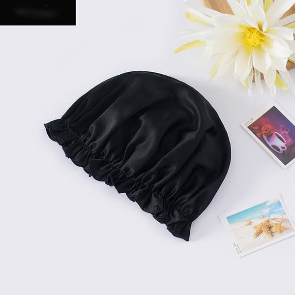 INF 100% Mulberry Silk Sovehue til Kvinder, Blødt Hovedtørklæde til Sovn Sort M