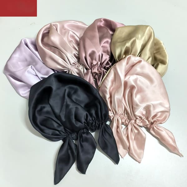 INF Silke sovehætte til kvinder, 100% Mulberry silke Gummi pink