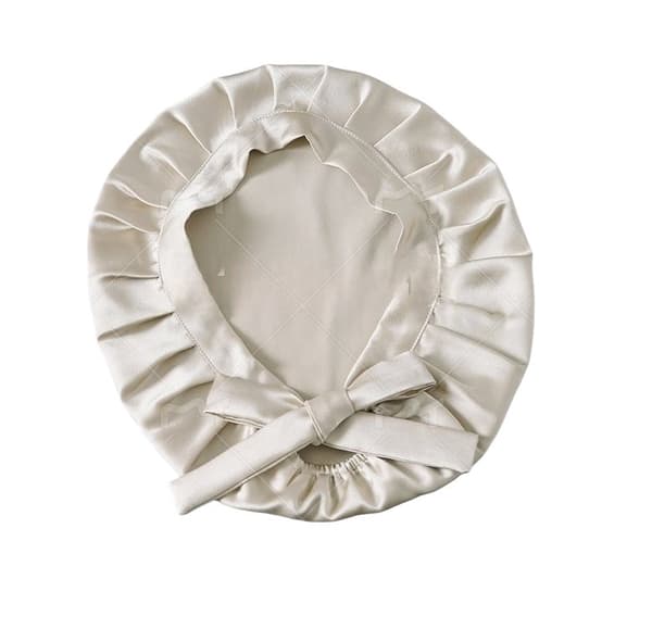 INF Justerbar silke sovehue til kvinder, 100% Mulberry silke Beige