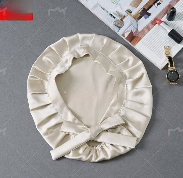 INF Justerbar silke sovehue til kvinder, 100% Mulberry silke Beige