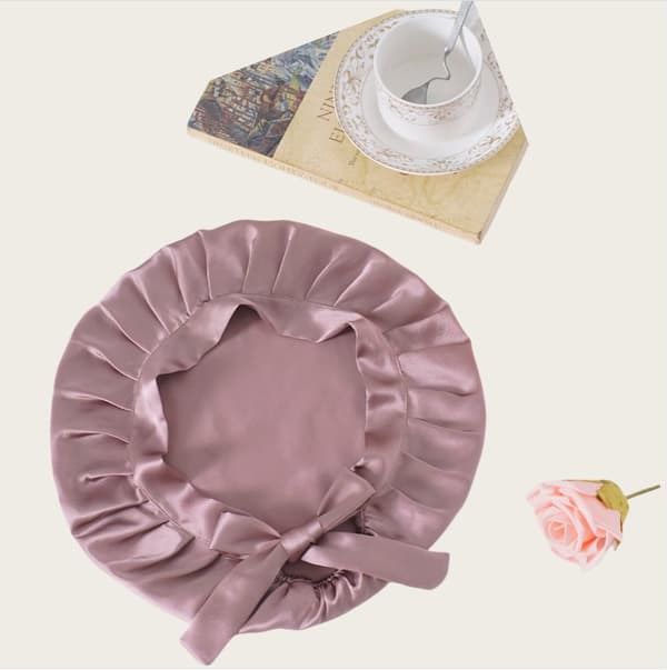 INF Justerbar sovhatt i siden för kvinnor, 100 % mullbärssilke Rosa