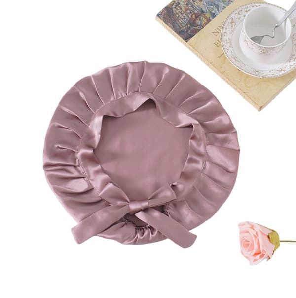 INF Justerbar sovhatt i siden för kvinnor, 100 % mullbärssilke Rosa