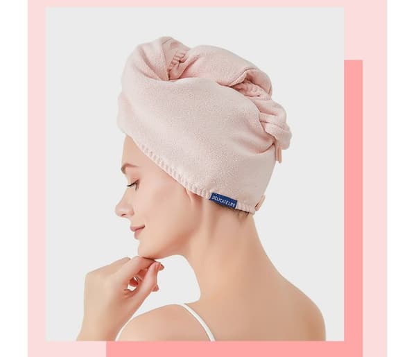 INF Mikrofiber hårhandduksturban, snabbtorkande hårhandduk Rosa