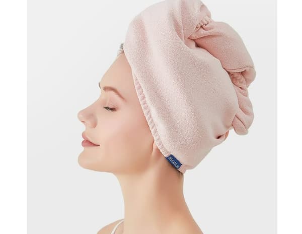 INF Mikrofiber hårhandduksturban, snabbtorkande hårhandduk Rosa