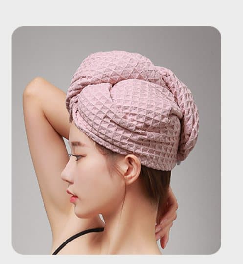 INF Hurtigtørrende hårhåndklæde turban - Superabsorberende mikrofiber hårhåndklæde Lyserød