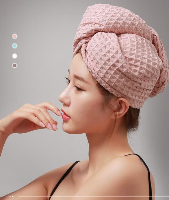 INF Hurtigtørrende hårhåndklæde turban - Superabsorberende mikrofiber hårhåndklæde Lyserød