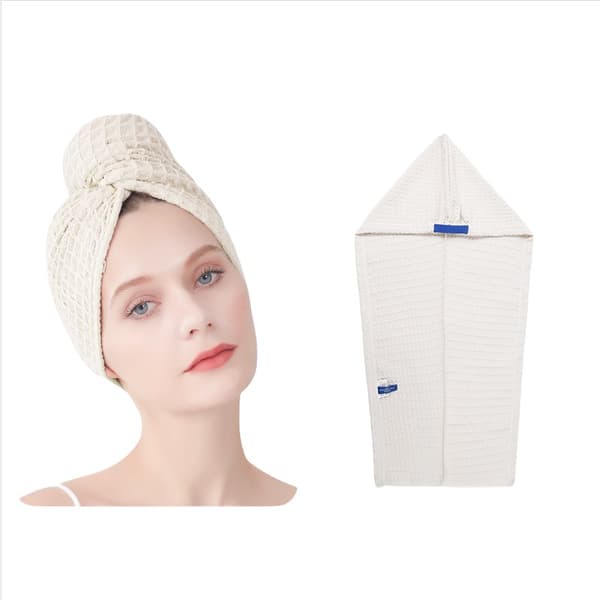 INF Hurtigtørrende hårhåndklæde turban - Superabsorberende mikrofiber hårhåndklæde Hvid