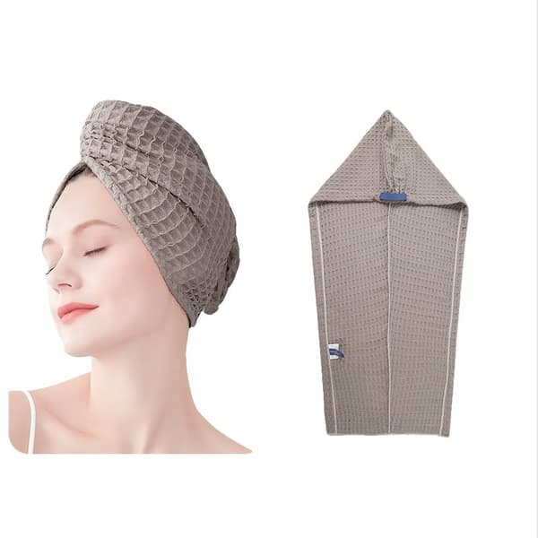 INF Hurtigtørrende hårhåndklæde turban - Superabsorberende mikrofiber hårhåndklæde kaffe