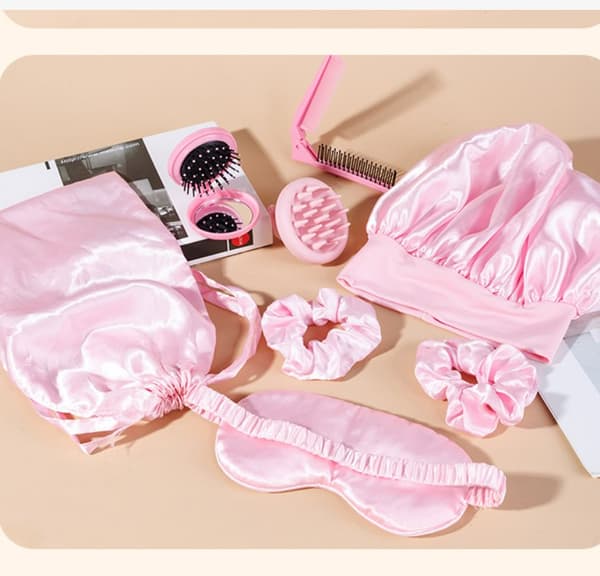 INF Hårplejesæt Pink, bærbar og komplet  8-Pack