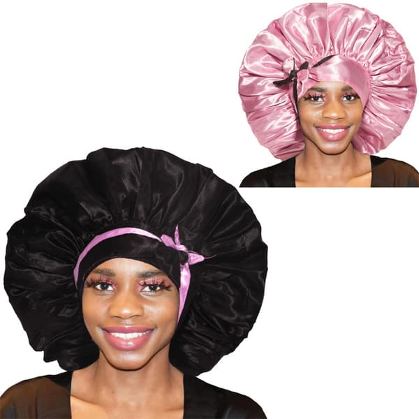 INF Dobbeltlags Satin Bonnet med Lange Bånd Lyserød